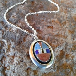 Sterling Silver Multi Inlaid NECKLACE